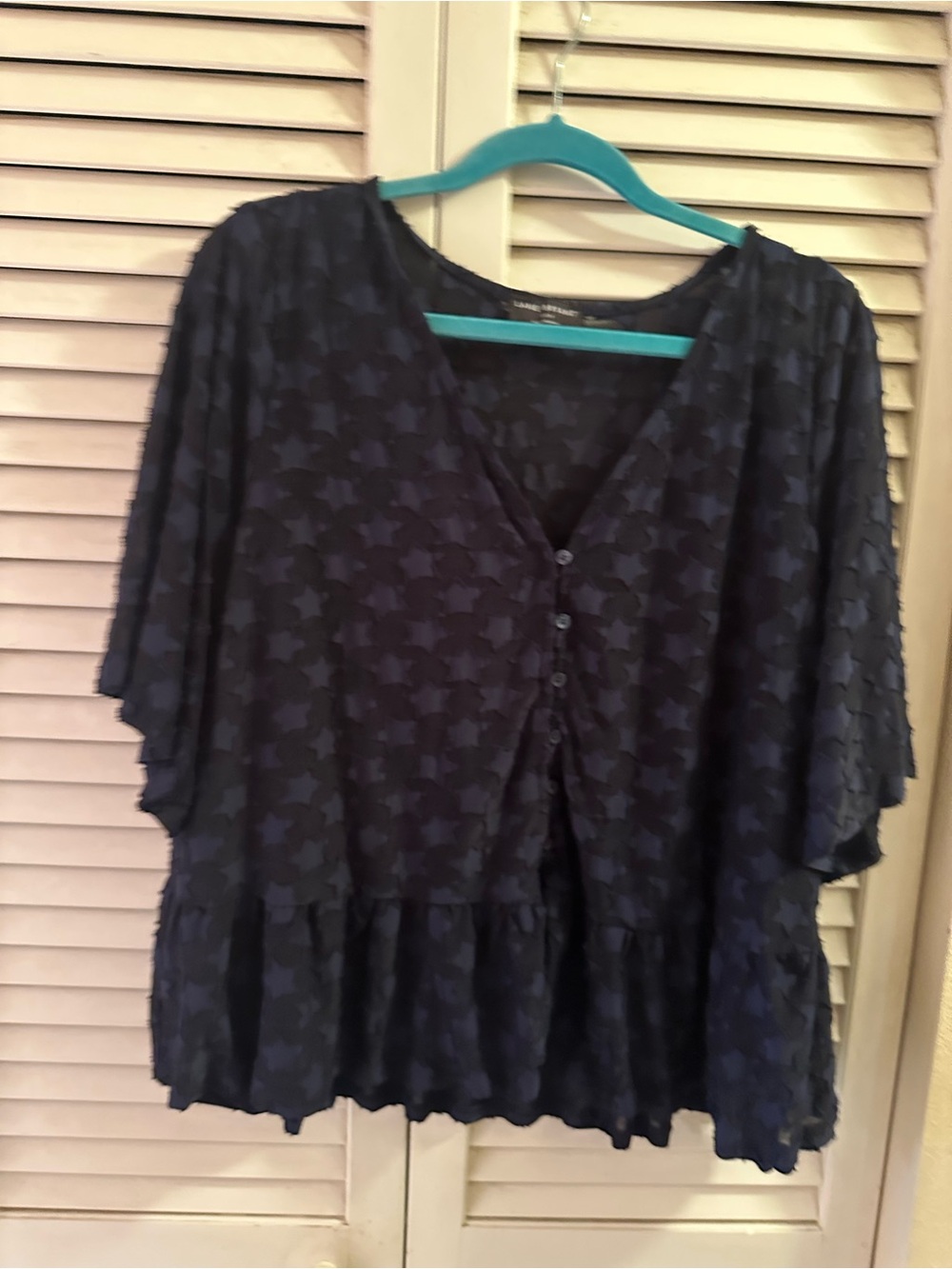 Lane Bryant Blue Star-Print Button Front Tunic